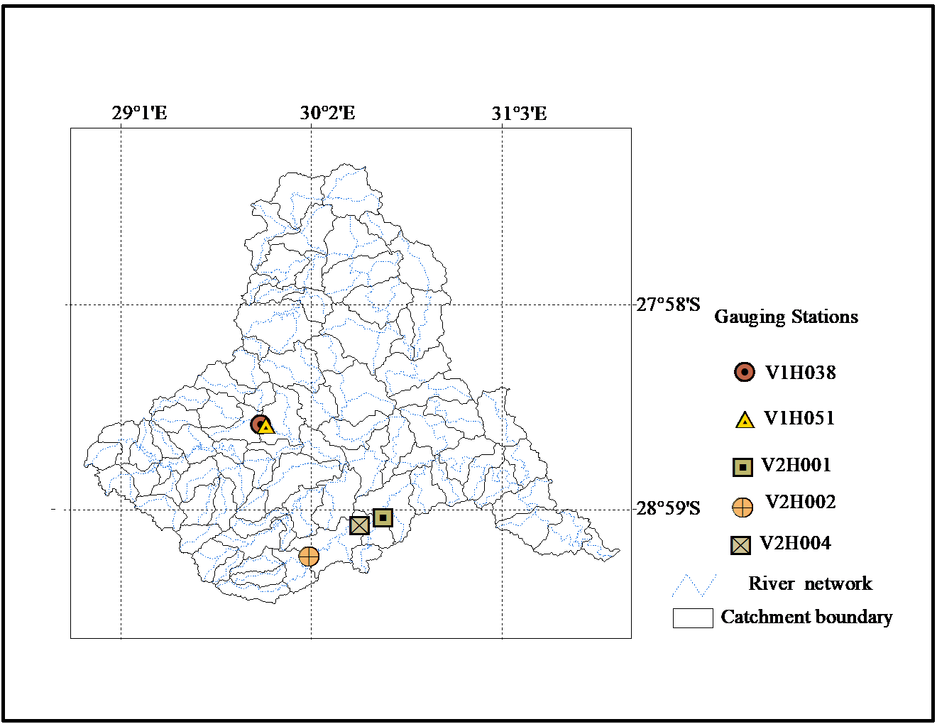 Figure 3.2 Selected gauging stationsstations. 